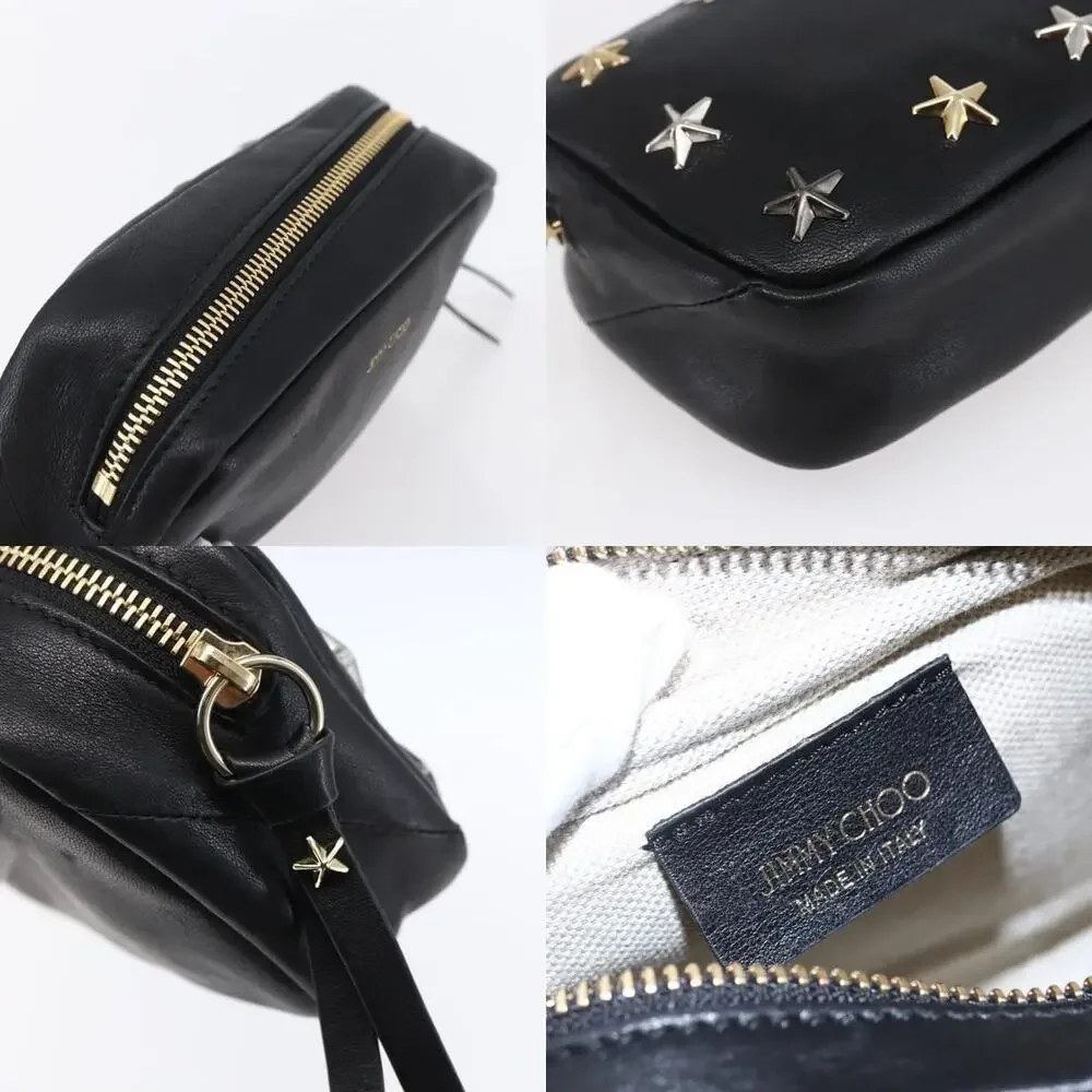 Jimmy Choo Leather Studs Pouch Black